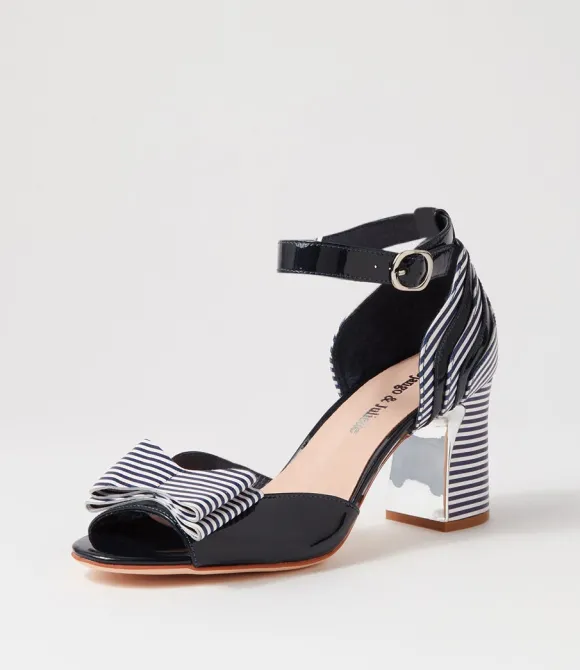 Women DJANGO & JULIETTE Heels | Kadmiel Navy Stripe Patent Leather Sandals