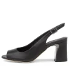 Women DJANGO & JULIETTE Heels | Kianna Black Leather Peep Toe Heels