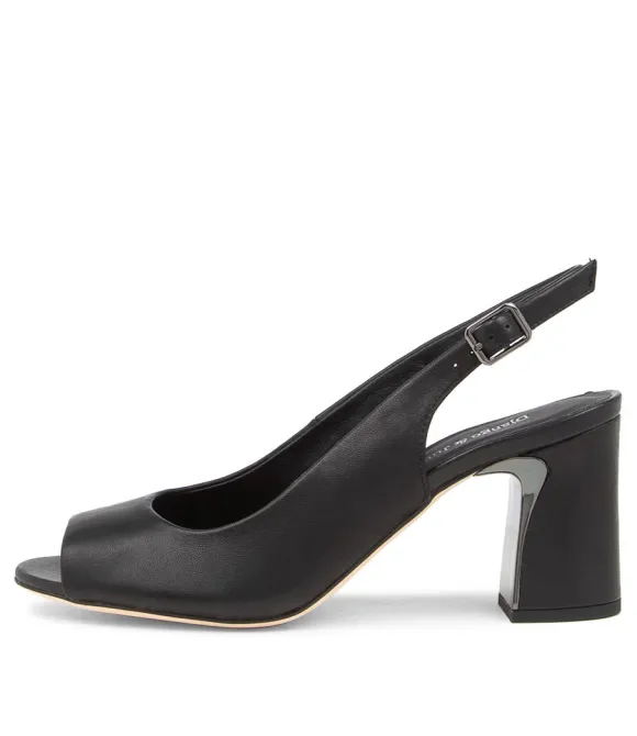 Women DJANGO & JULIETTE Heels | Kianna Black Leather Peep Toe Heels
