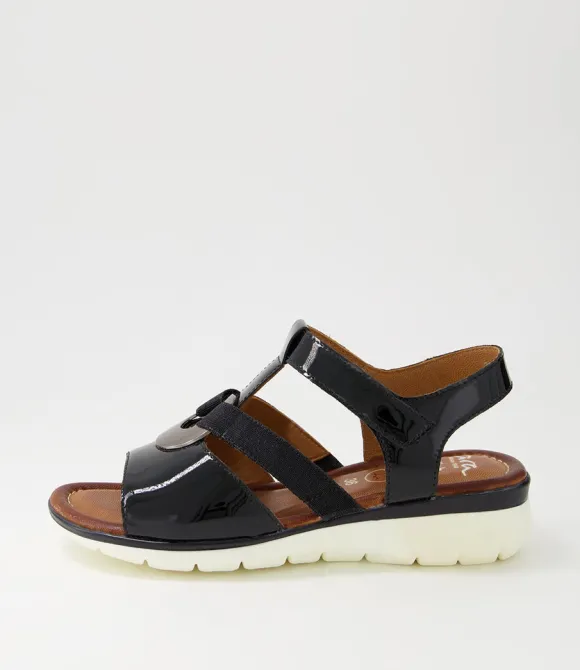 Women ARA Comfort | Kreta 24 Black Leather Sandals