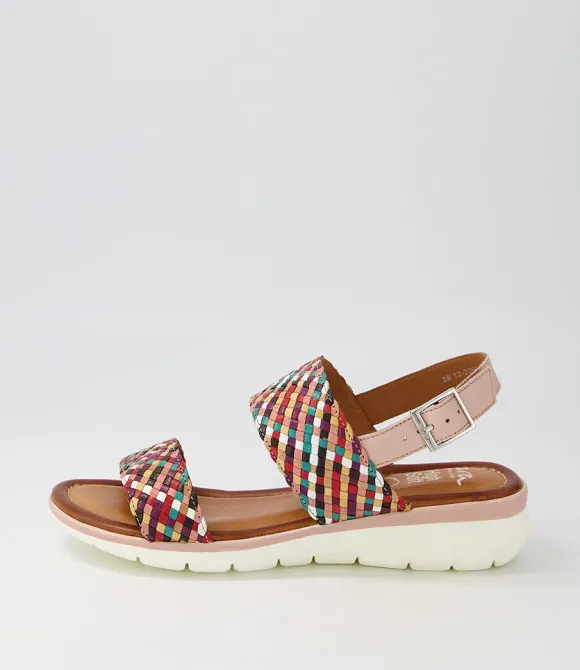 Women ARA Comfort | Kreta 02 Green Multi Leather Sandals