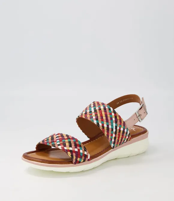 Women ARA Comfort | Kreta 02 Green Multi Leather Sandals