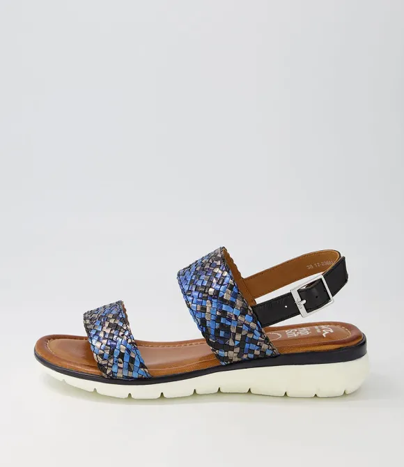 Women ARA Comfort | Kreta 02 Navy Multi Leather Sandals