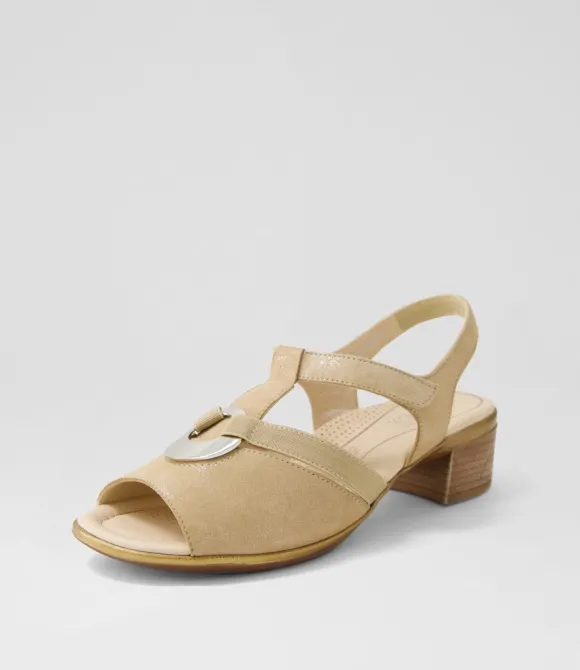 Women ARA Comfort | Lugano 30 Sand Suede Sandals