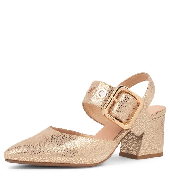 Women DJANGO & JULIETTE Heels | Magaly Champagne Speckle Leather Heels