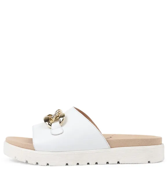 Women ZIERA Sandals | Narry Xw White Leather Slides