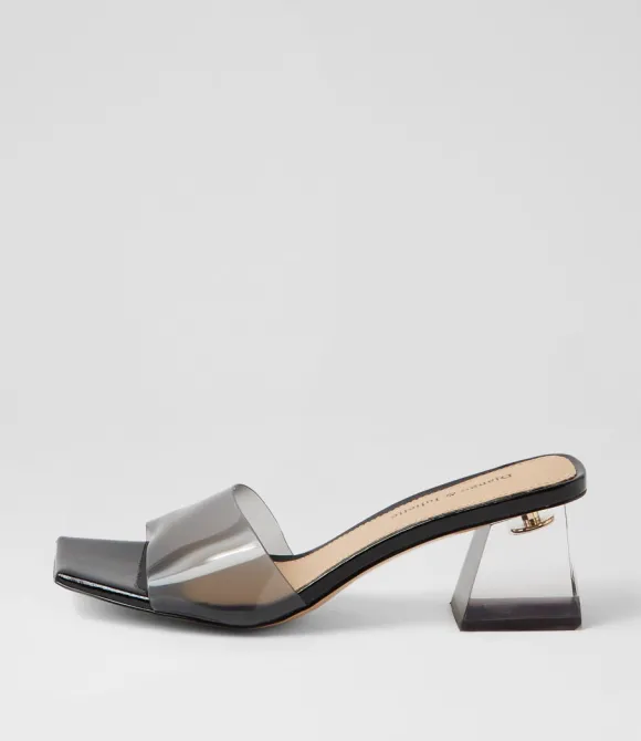 Women DJANGO & JULIETTE Heels | Rallas Smoke Vinylite Mules