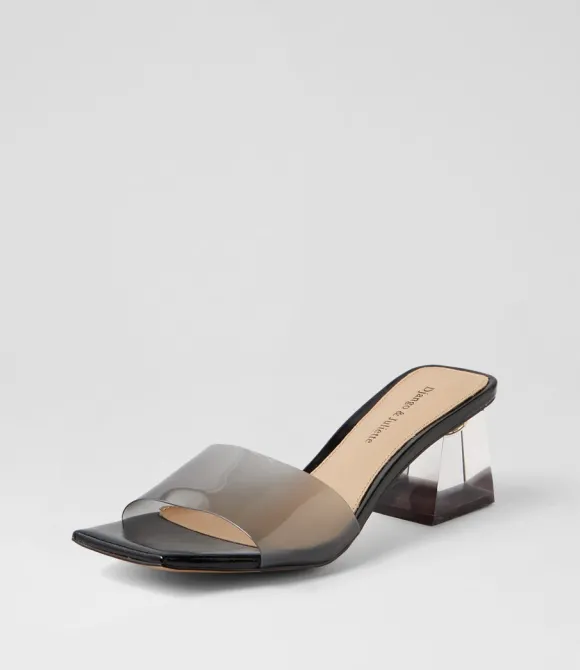 Women DJANGO & JULIETTE Heels | Rallas Smoke Vinylite Mules