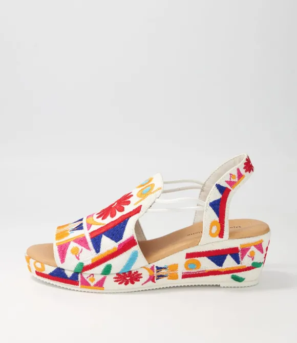 Women DJANGO & JULIETTE Wedges | Sahirah Bright Multi Fabric Sandals