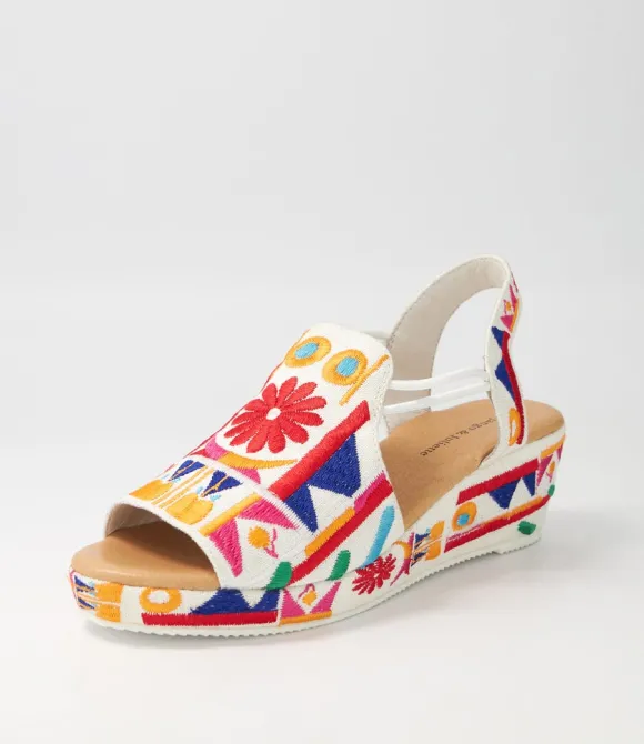 Women DJANGO & JULIETTE Wedges | Sahirah Bright Multi Fabric Sandals