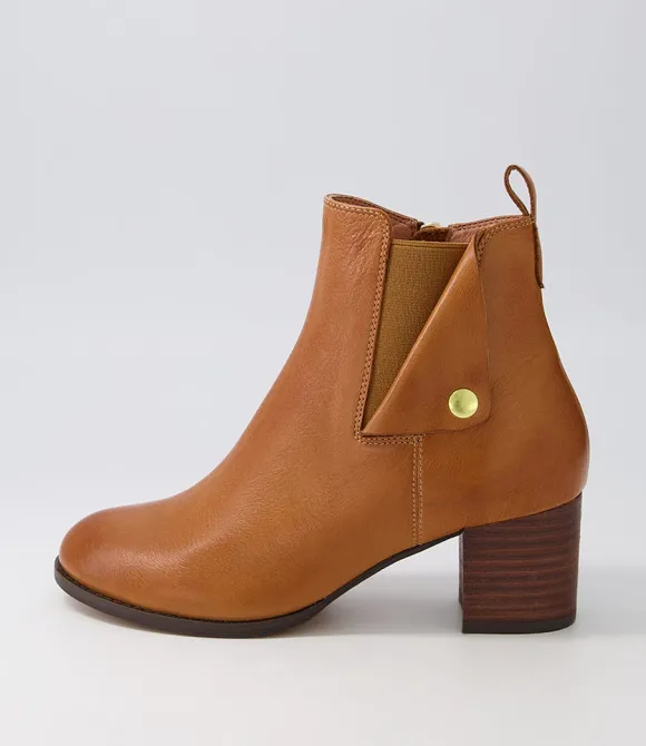 Women DJANGO & JULIETTE Boots | Sedna New Tan Choc Leather Chelsea Boots