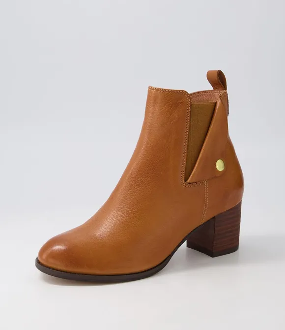 Women DJANGO & JULIETTE Boots | Sedna New Tan Choc Leather Chelsea Boots