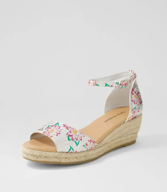 Women DJANGO & JULIETTE Espadrilles | Skip Silver Fuchsia Leather Espadrilles