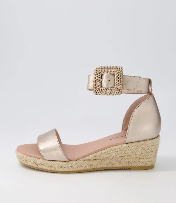 Women DJANGO & JULIETTE Espadrilles | Sprout Champagne Leather Buckle Espadrilles