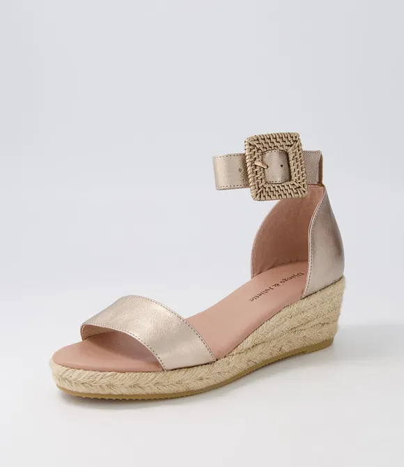 Women DJANGO & JULIETTE Espadrilles | Sprout Champagne Leather Buckle Espadrilles