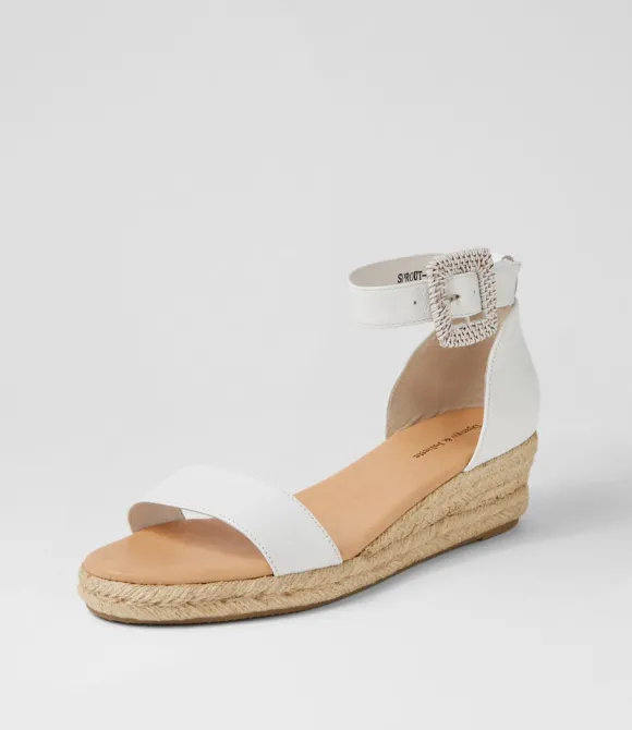 Women DJANGO & JULIETTE Espadrilles | Sprout Lrg White Leather Buckle Espadrilles