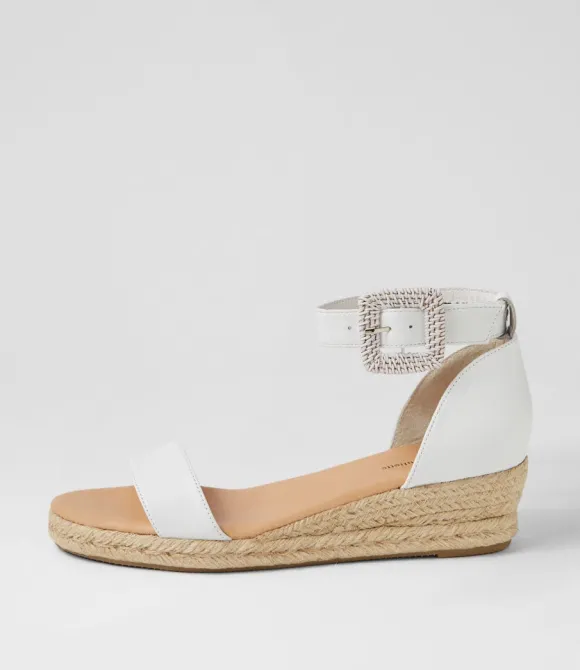 Women DJANGO & JULIETTE Espadrilles | Sprout White Leather Buckle Sandals