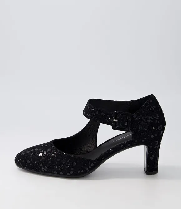 Women DJANGO & JULIETTE Heels | Trinities Black Sparkle Suede Heels