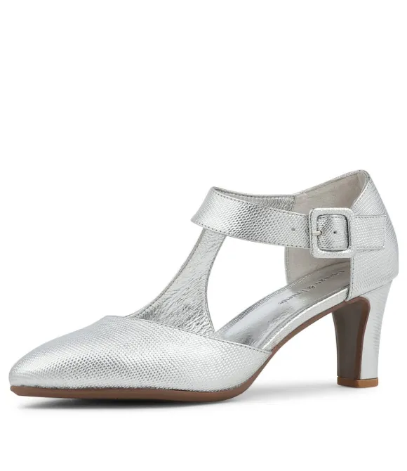 Women DJANGO & JULIETTE Heels | Trinities Silver Lizard Pump Heels