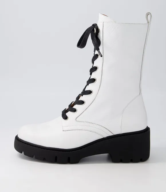 Women DJANGO & JULIETTE Boots | Ustern White Black Leather Calf Boots