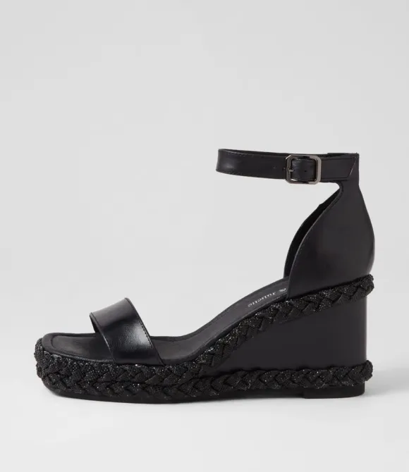 Women DJANGO & JULIETTE Heels | Vangie Black Leather Sandals