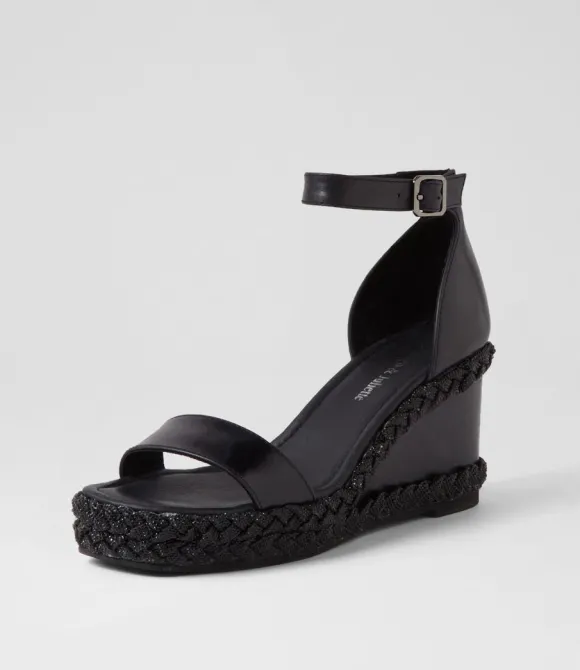 Women DJANGO & JULIETTE Heels | Vangie Black Leather Sandals