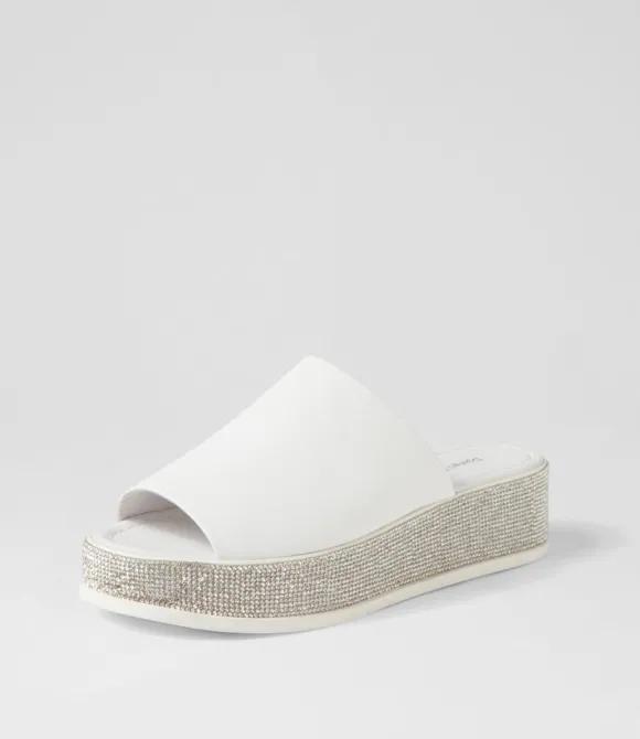 Women DJANGO & JULIETTE Sandals | Waidest White Leather Slides